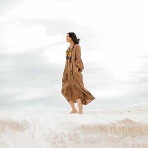 Becasa Bronze Grand Palm Maxi Dress